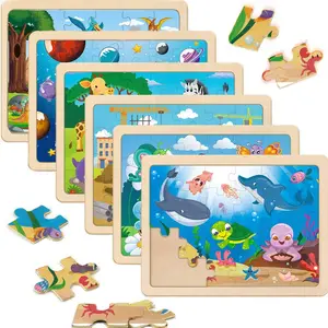 P-ITC040  Wooden Puzzles for Kids Ages 4-6, 6 Packs 30 PCs Jigsaw Puzzles for Kids Ages 3-5 | 4-8, Wooden Puzzles for Toddler Children Learning Educational Puzzles Toys for Boys and Girls