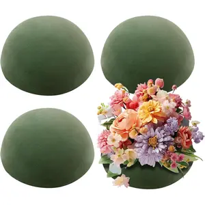 4 count 5.51 x 2.76 Inch Half Ball Floral Dry , Green Round  Blocks for Artificial Flower Arrangement, DIY Craft, Wedding Birthday Centerpiece Decorations