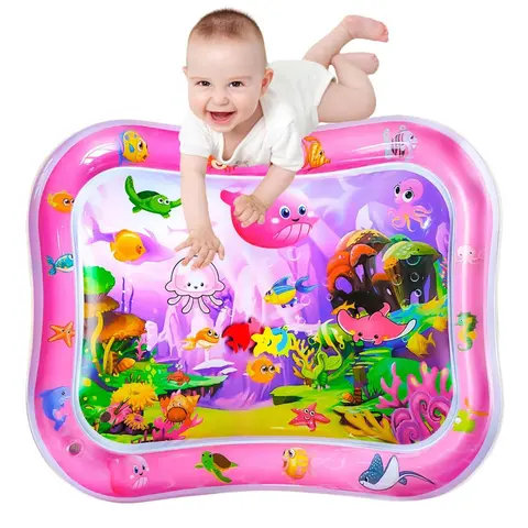 [New Deal] Extra Big Infant Toys, Tummy time mats,Tummy time Toys, Baby Pink Water Play mat, Fun Early Development Activity Play Center for Newborn, Pink 39.5x31.5 in. Inflatable Tumbling Mat Sensory Board Safety Play Yard Tcg Playmat, Water Doodle Mat, U