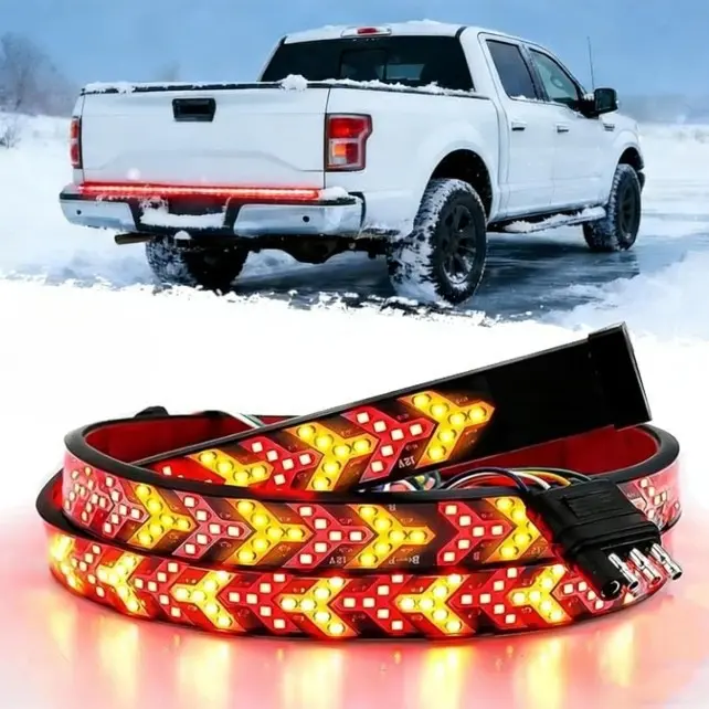 DIBMS Upgraded 60-Inch LED Tailgate Light Bar Strip, 60-Inch Amber LED Light, with Fall Warning Signal, Arrow Turn Signals, IP67 Waterproof, Bright Red LEDs, Ambient Lighting, Dibms Upgraded 60-Inch Led Light