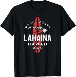 100% Cotton Hawaii Surf Tours Lahaina Hawaii Maui Surfing T-Shirt