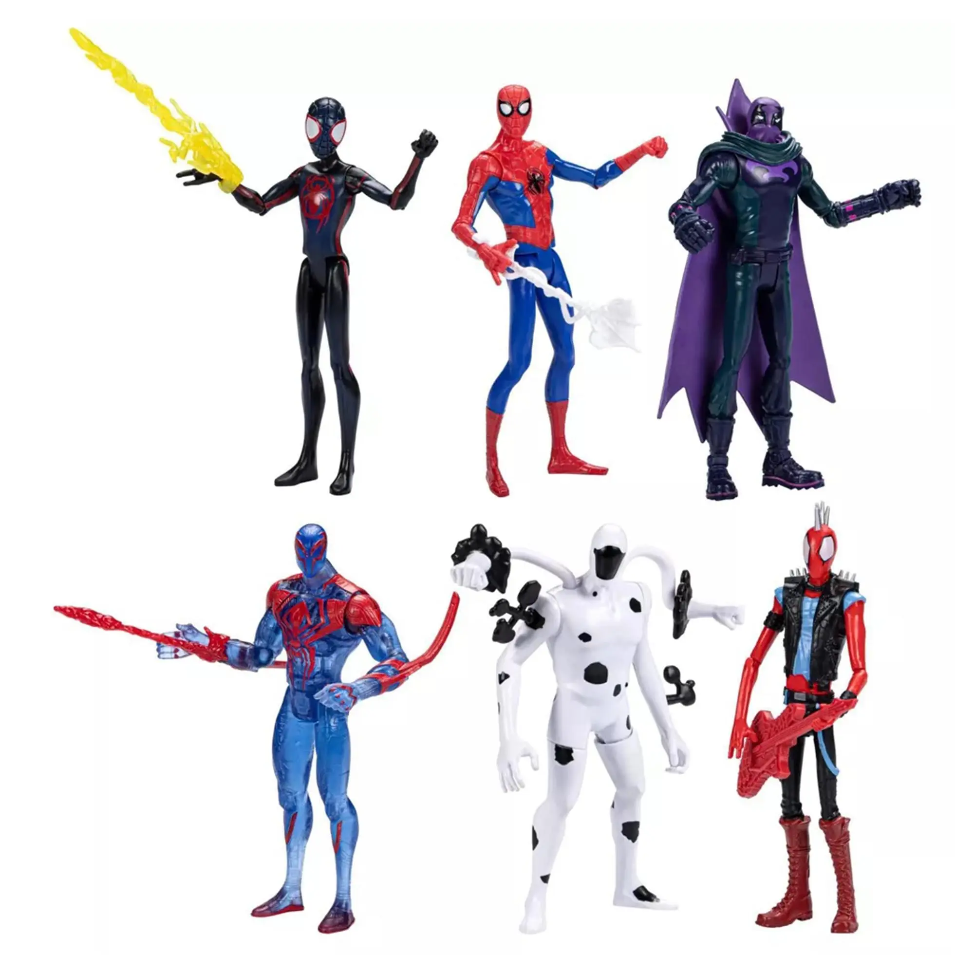 Marvel Spider-Man Across the SpiderVerse 6-Inch Ultimate Showdown Collectible Action Figures 6-Pack, Unisex Pretend Play Toy with 4 Accessories