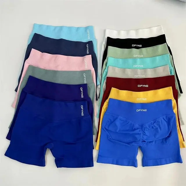 DFYNE Impact Shorts – Seamless High-Waisted Scrunch Workout Shorts for Women