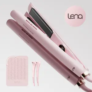 LENA Professional Flat Iron Hair Straightener Titanium Fast Heating Curler & Straightener 2 in 1, Perfect for Fall, Halloween & Christmas Gift