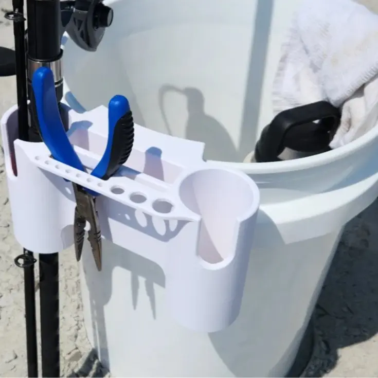 Custom 5-Gallon Bucket Dual Fishing Rod Holder & Tool Caddy (OUTDOOR Rated)