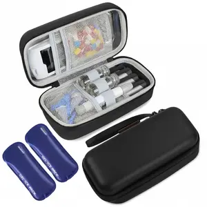 Insulin Cooler Travel Case - Portable, Multi-Compartment PU/EVA Mix Cooler Bag with Cold Retention, Temperature Display, 2 Reusable Ice Packs, Zip Closure, TSA Approved for Diabetic Supplies (Patent Pending)