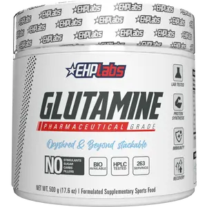 EHPlabs Glutamine Amino Acid 500g Unflavoured | Recovery Support Supplement Health Gut Support Healthcare Muscle Edible Fitness Dietary  | New Year New Me
