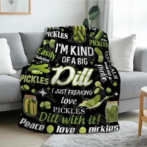 Pickle Blanket Gifts for Pickle Lovers, Pickles Birthday Gifts for Women, Kids, Girl, Soft Warm Blanket for Pickles Lovers, Gift for Couch Sofa Christmas Thanksgiving Day 50x60 in, Printed on One Side with a Plain White Back, Halloween Thanksgiving Christ