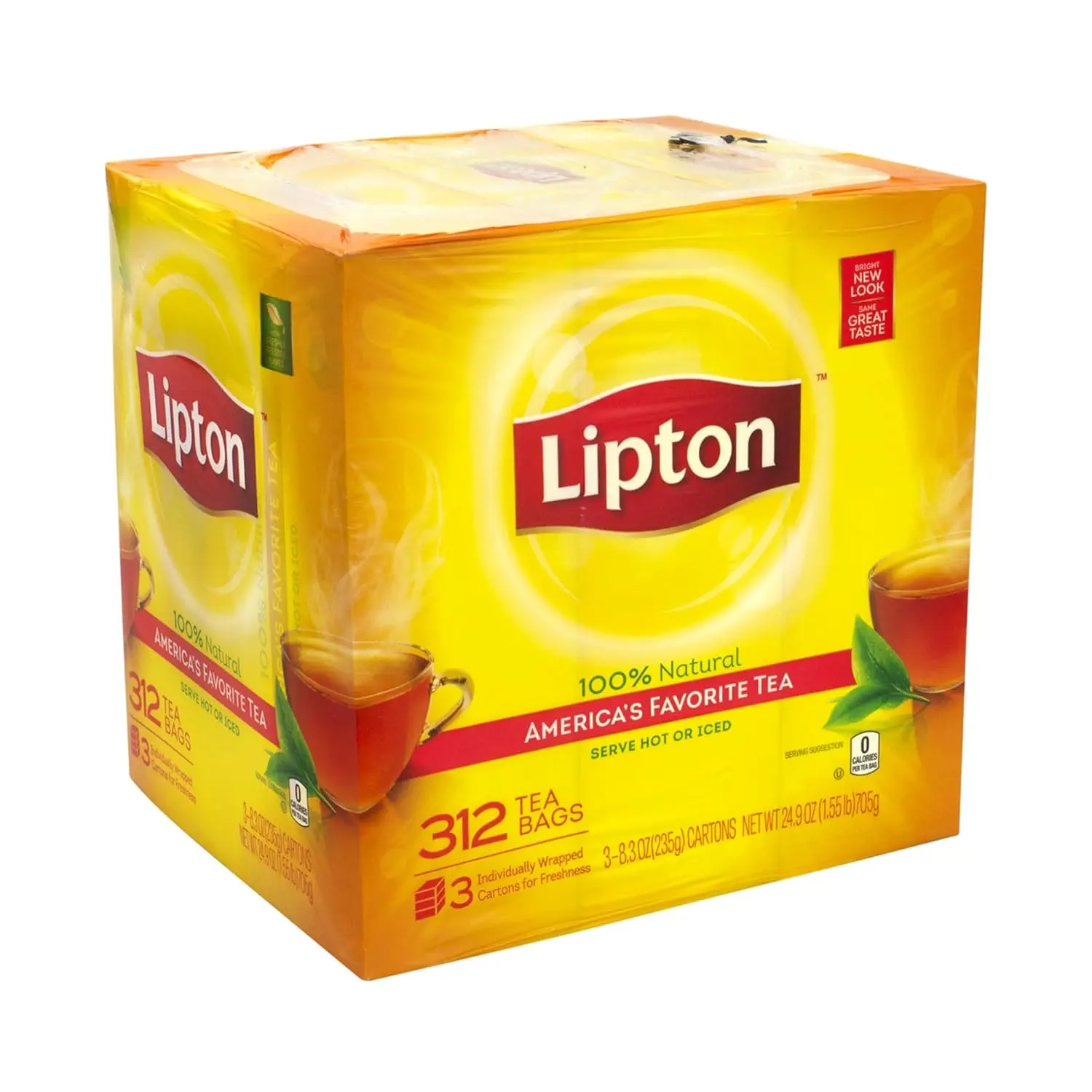 Lipton® 100% Natural Black Tea Bags, 1 Oz, 312-Count Carton