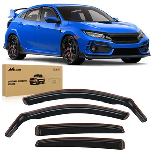 Nilight Durable Rain Guards for Honda Civic Hatchback 2016-2021 - 4pcs Window Deflectors Vent Visors with Double-Sided Tape & Clips - Car Accessories