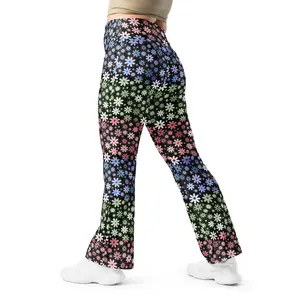 Boho Festival Pants - Flare Yoga Leggings for Women - High Waist Fitness and Pilates Flare leggings diamond dye pants baggy  legging
