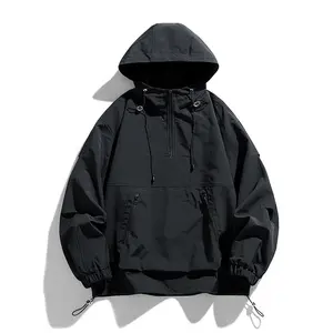 2025 Spring Autumn New Workwear Hooded Softshell Jacket Men's Casual Loose Coat