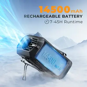 FrSara Waist Fan, 14500mAh PowerBank, Portable Rechargeable Fan,  45H Runtime, 10-Speed ​​Personal Fan w/Lanyard, Flash Light, LED Display, Clip on Wearable Belt for Jogging Hiking Jobsite Warehouse Outdoor Work Golf