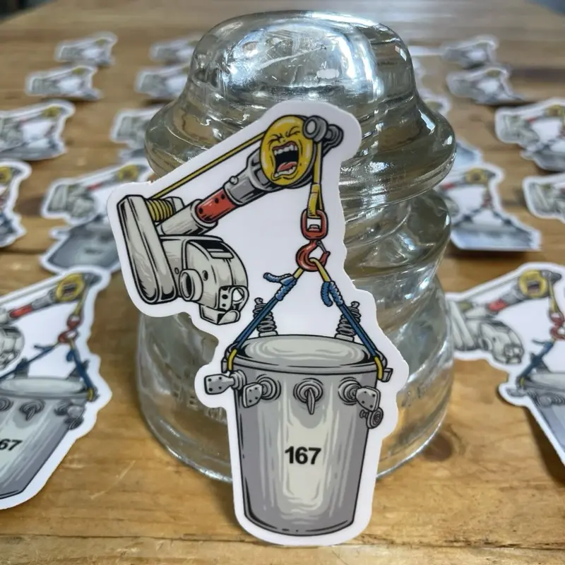 Lineman Sticker | Screaming Jib | Hard Hat & Tool Box Stickers | Blue Collar Linemen | Bucket Truck Stickers | High Voltage Thrift