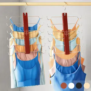 European Beechwood  Top Hangers with 360? Swivel Hook - 2 Pack Space Saving  Bra and Cami Hanger for Closet -   Top and Bra Organizer for Space Saving Closet Organization