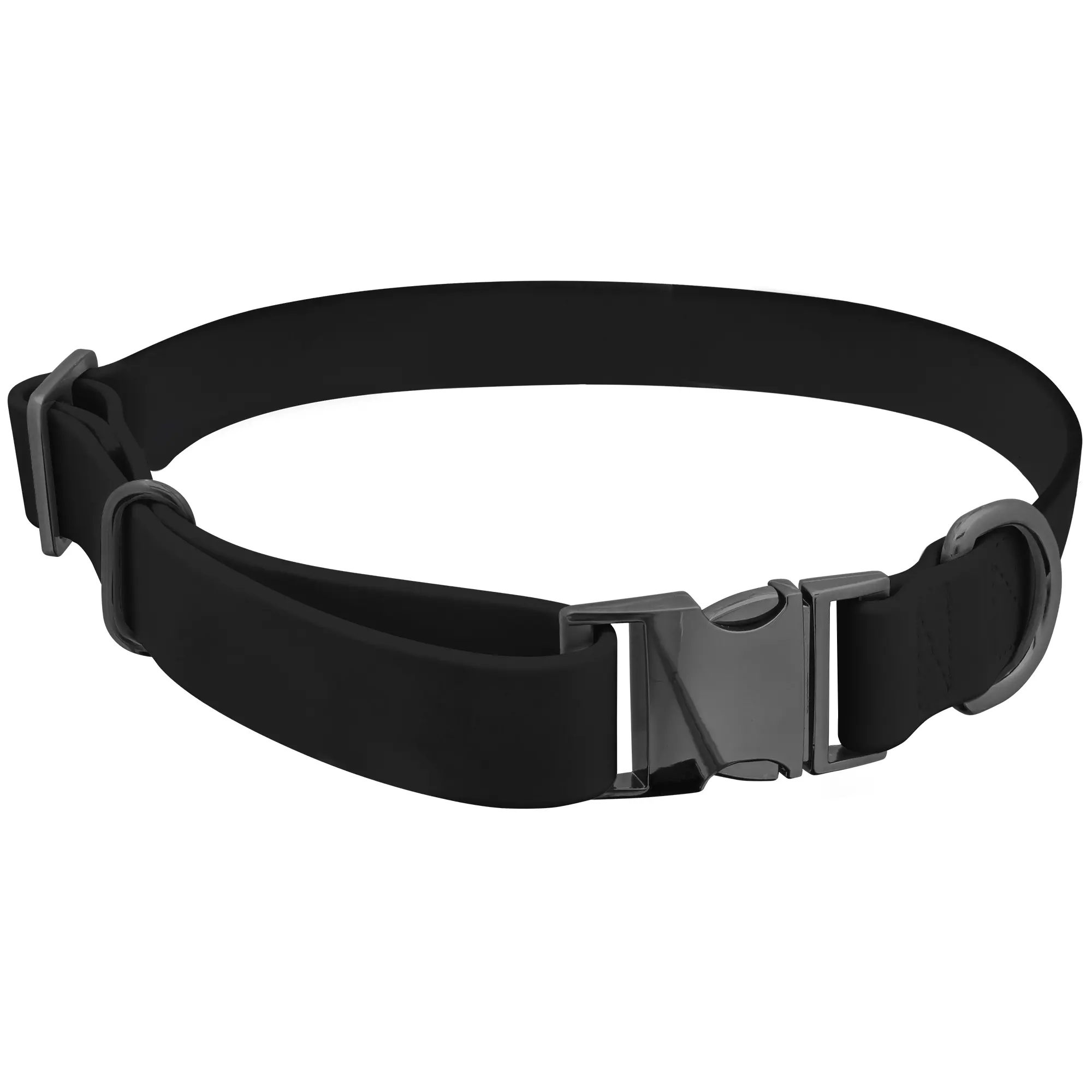 MiMu Large Silicone Dog Collar - Black 25.5in Stylish Dog Collar with Clasp Buckle