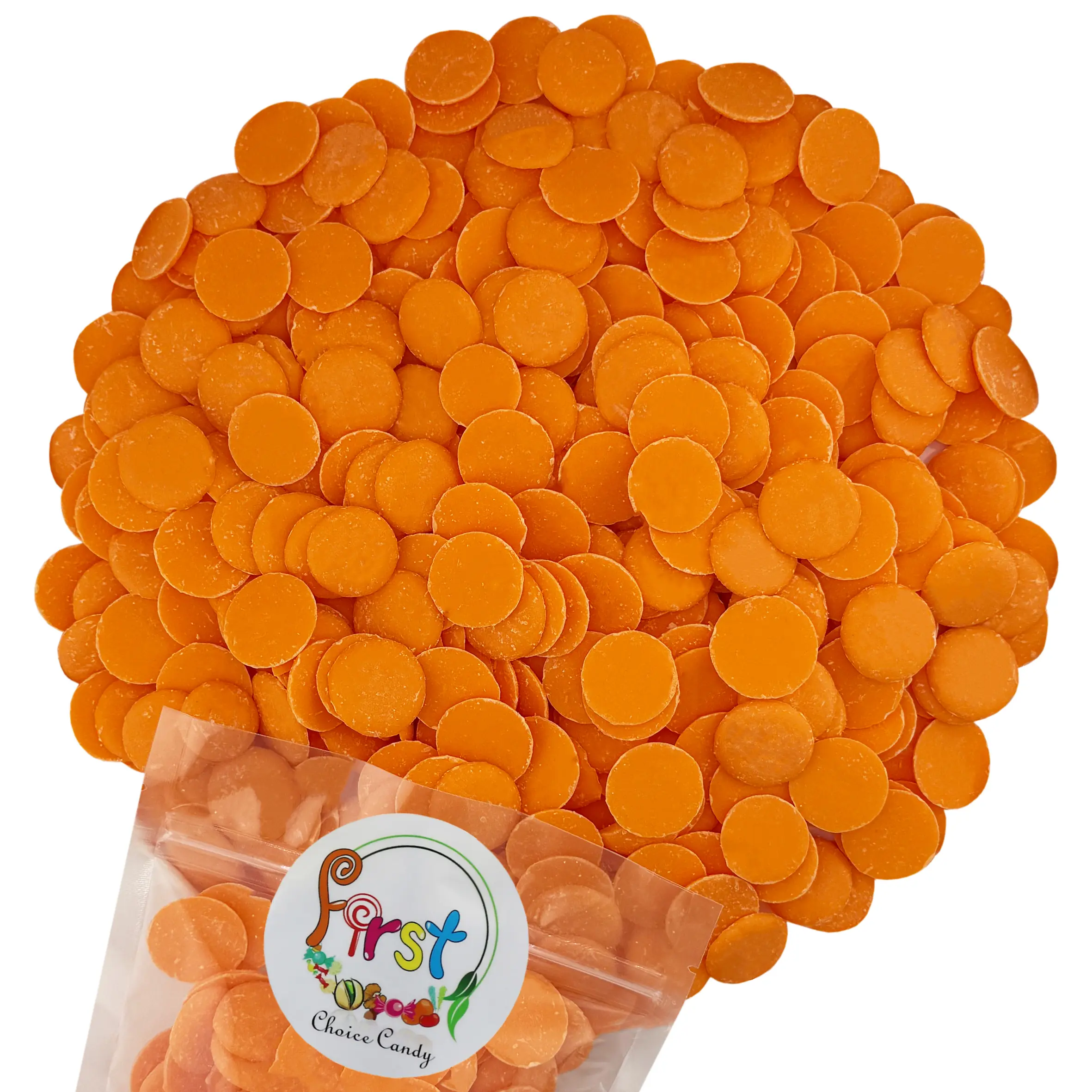 ORANGE COLOR CHOCOLATE MELTING  WAFERS 1 LB BAG