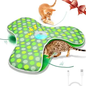 TxfnY Interactive Cat Toys Rechargeable,Moving Concealed Feathers,Real Mouse Squeaky,Touch Activated Cat Kitten Toy Exercise Toys for Indoor Bored Adult Cats Automatic Usb