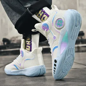 New Men's High-Top Basketball Shoes, Breathable, Non-Slip, Wear-Resistant, Shock-Absorbing, Suitable for Middle School Students, Cement Court Sports Shoes