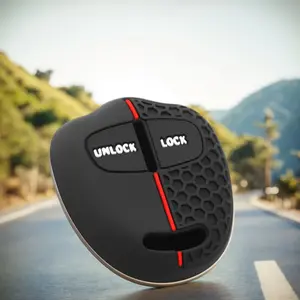 Silicone Key Fob Cover Case Protector Compatible with Mitsubishi Outlander Pajero Lancer ASX Eclipse Remote Control 2-Button Key Shell Protective Cover Anti-slip Skin