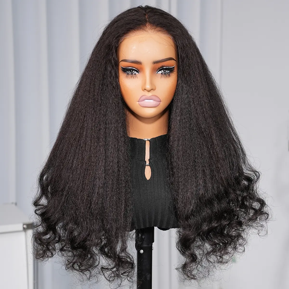 Megalook 3D Lace Half Wig Curly Hair with Breathable Dome Cap 6 Inch Deep Parting YCC 100% Human Hair Wig for Stylish Look, Curly Half Wig