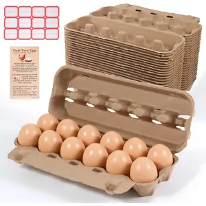 24 Pack 12-Count Empty Bulk Egg Cartons, Natural Reusable Paper Pulp Egg Cartons, Strong Sturdy Natural Cardboard Egg Containers for Home Farm Egg Storage