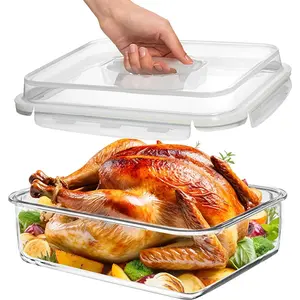 Razab 4800 ML/163 oz Glass Containers with Airtight Lid For Bulk Food Storage. Ideal for baking, storing leftovers & roasting. BPA-free, Food Grade