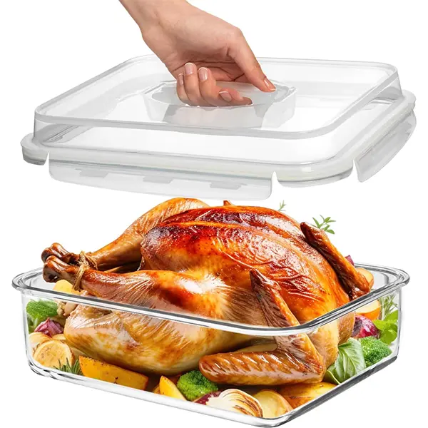 Razab 4800 ML/163 oz Glass Containers with Airtight Lid For Bulk Food Storage. Ideal for baking, storing leftovers & roasting. BPA-free, Food Grade