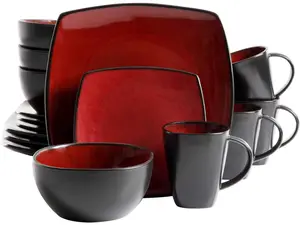 Gibson Home Soho Lounge Square 16-Piece Dinnerware Set - Burgundy  61220.16RM