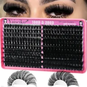 Lash Clusters 100D+200D Thick Eyelash Clusters 12-25mm Wispy Individual Mega Volume Lashes D C Cluster Eyelash Extensions 280Pcs DIY Lash Extension at Home, by Yaiseiko(Plant Fiber)