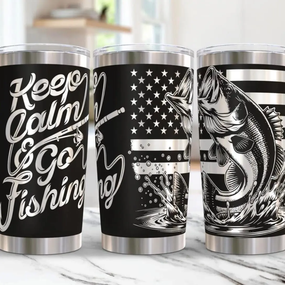 Keep Calm And Go Fishing 20 oz Yeti Tumbler Drinkware Engraved Mug Cup