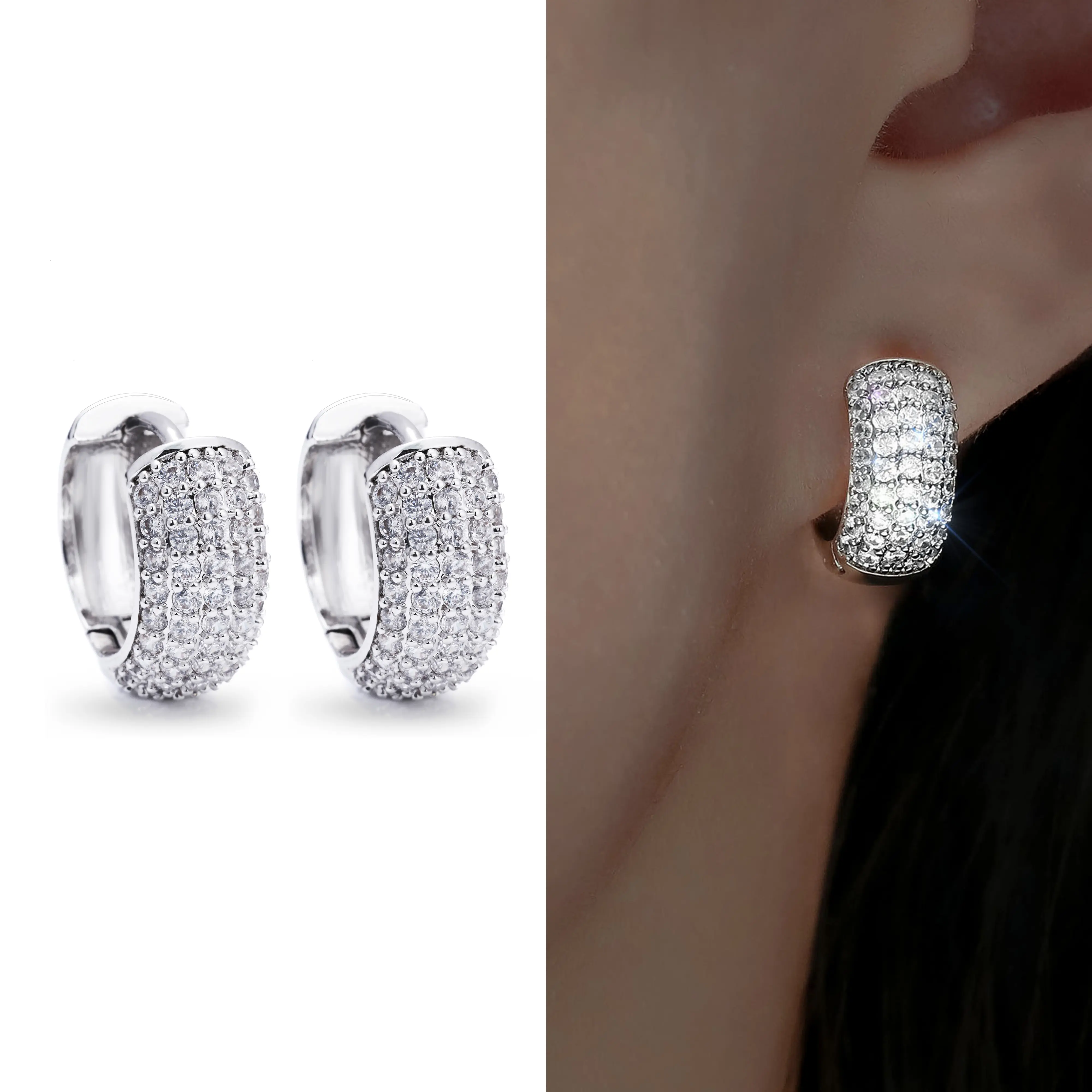 Hoop earrings 18K Gold Plated for men and women Imitation Diamond Jewelry Gift