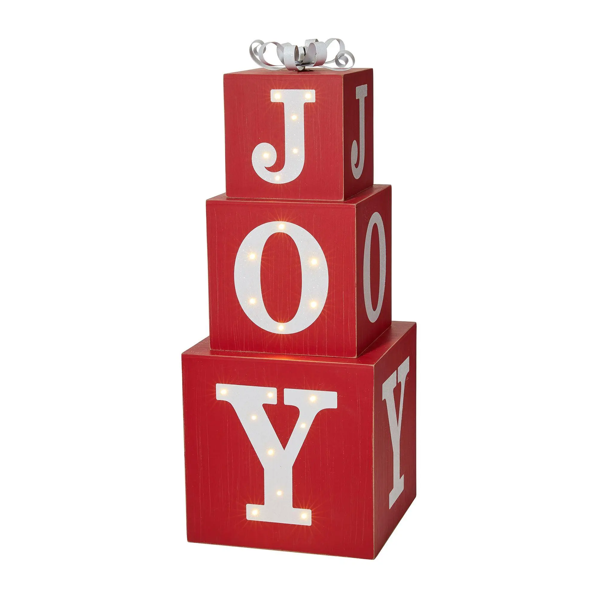 Glitzhome 32"H JOY Stackable Nesting Christmas Boxes