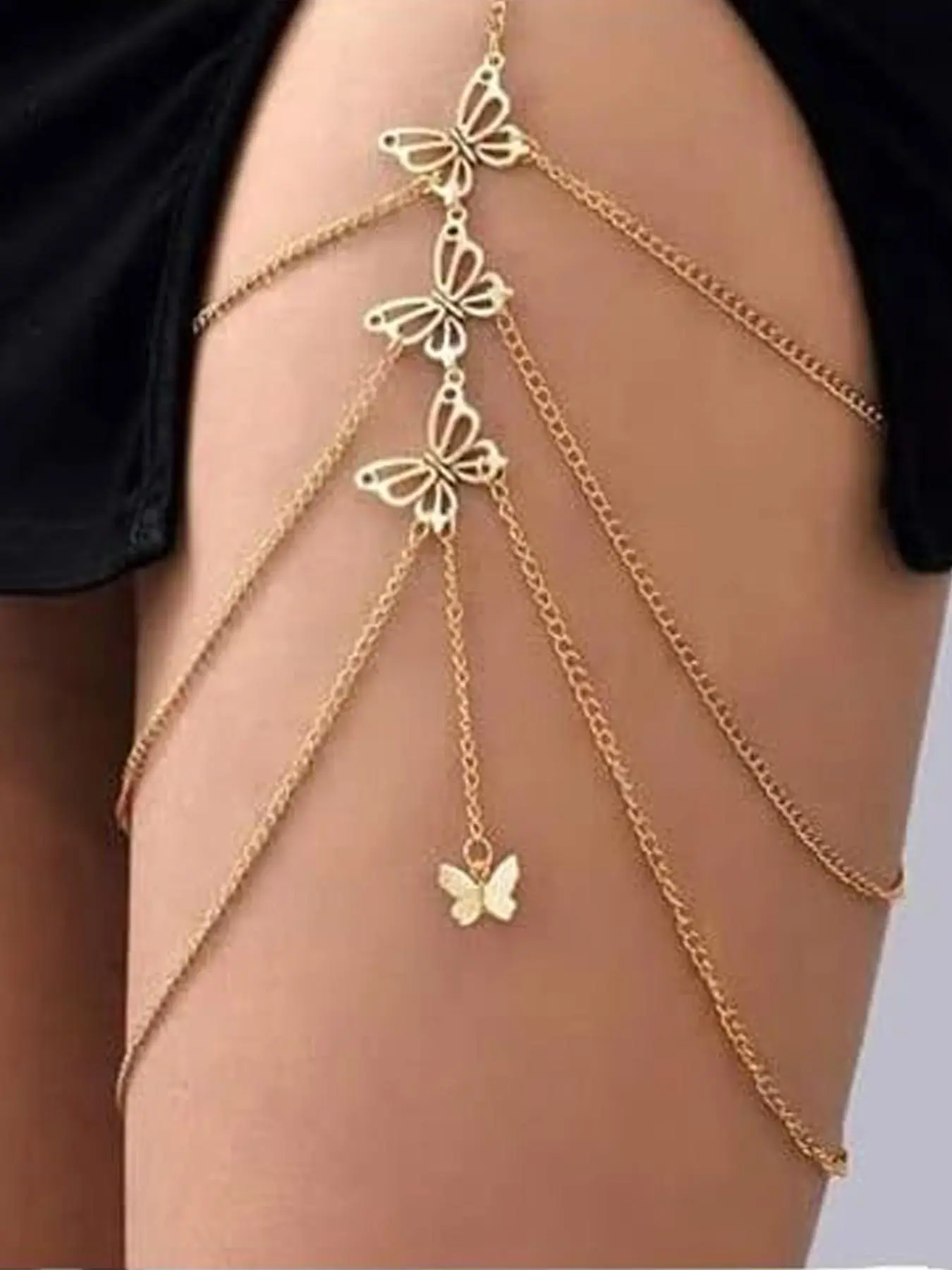 Women's Butterfly Design Thigh Chain, Fashion Body Jewelry Accessory for Party, Daily Clothing Decor, Trendy All-match & Exquisite Jewelry for Birthday Gift, Elegant Trendy Chain, Body Chains