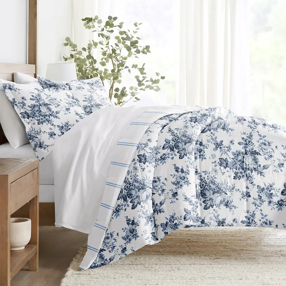 Cabbage Rose Reversible Down-Alternative Comforter Set Cabbage Rose Reversible Down-Alternative Comforter Set