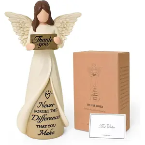 R S Trade Thank You Gifts for Women, Teacher Appreciation Gifts, Resin Sculptured Angel Figurines Holding a 'Thank You' Sign, Gratitude Gifts Home Decor for Coworkers, Caregivers