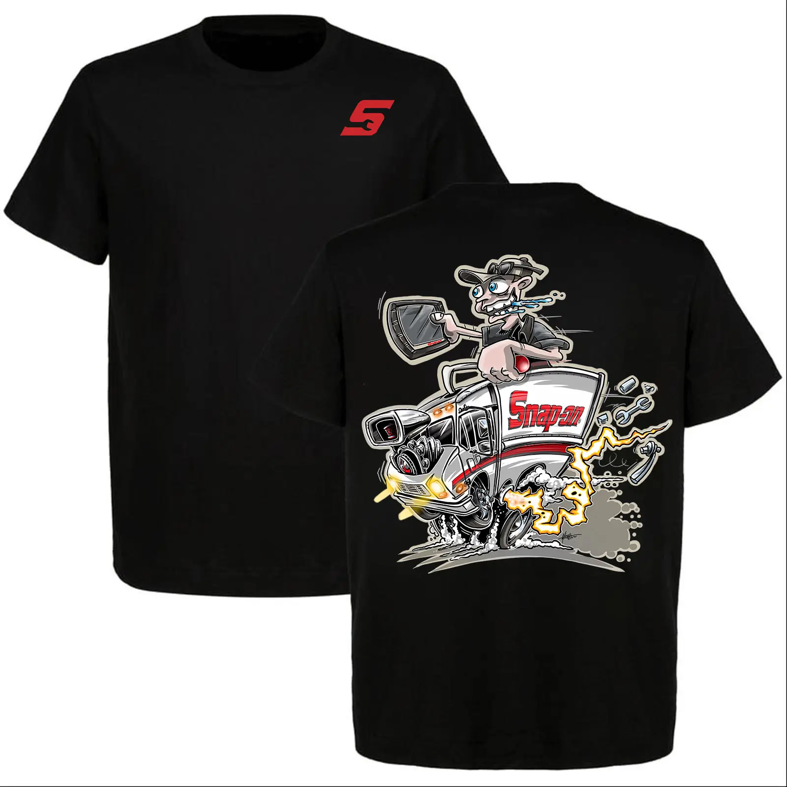 Snap on Retro Hot Rod Mechanic Apparel - Unisex Short-Sleeve Round Neck Cotton Casual Wear Tops, Gift for Car & Truck Lovers