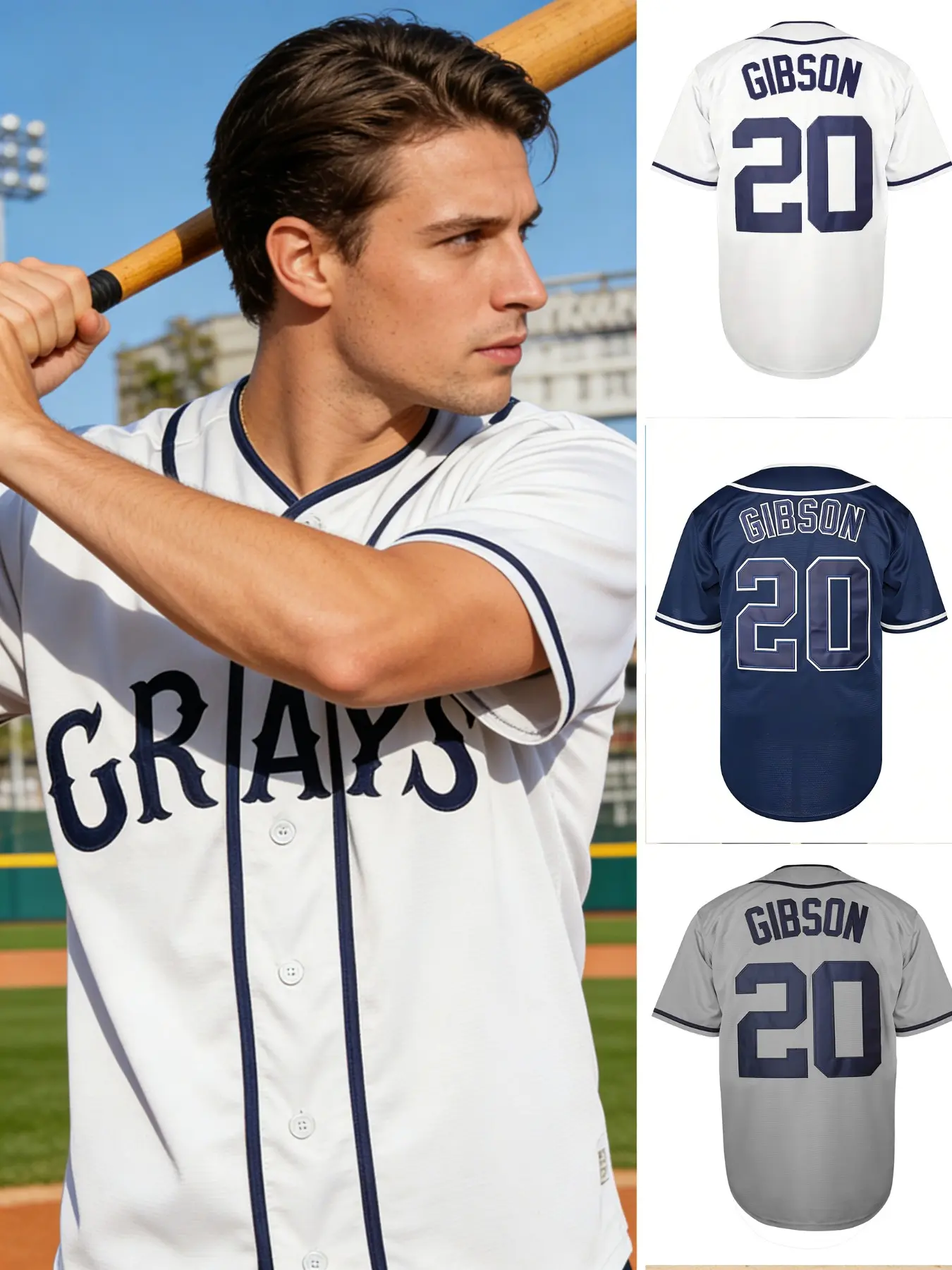 Men's Gibson 20 Jersey, Loose Fit Baseball Pullover, Breathable Sweat-Wicking Sportswear, Available in Multiple Colors, Sizes S-3xl, Sports Top, Breathable Athletic Top