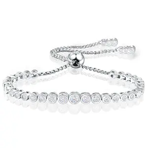 【#B396】3mm Shiny Lab-Created Moissanite Tennis Chain Bracelet Necklace 925 Sterling Silver Women Fine Jewelry Gift Party Everyday