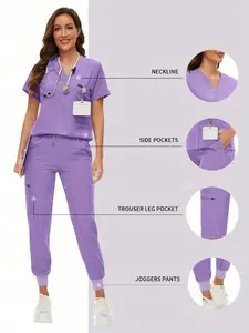 Women's Summer Professional Formal Workwear, Nail & SPA Technician Uniform, Clinic-Style Breathable Fitted Top+Pants Set, Salon Staff Outfit