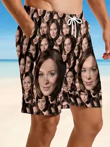 Men'S Custom Portrait Print Shorts, Trendy And Novel, Perfect for Summer Beach Parties, Ideal As a Gift