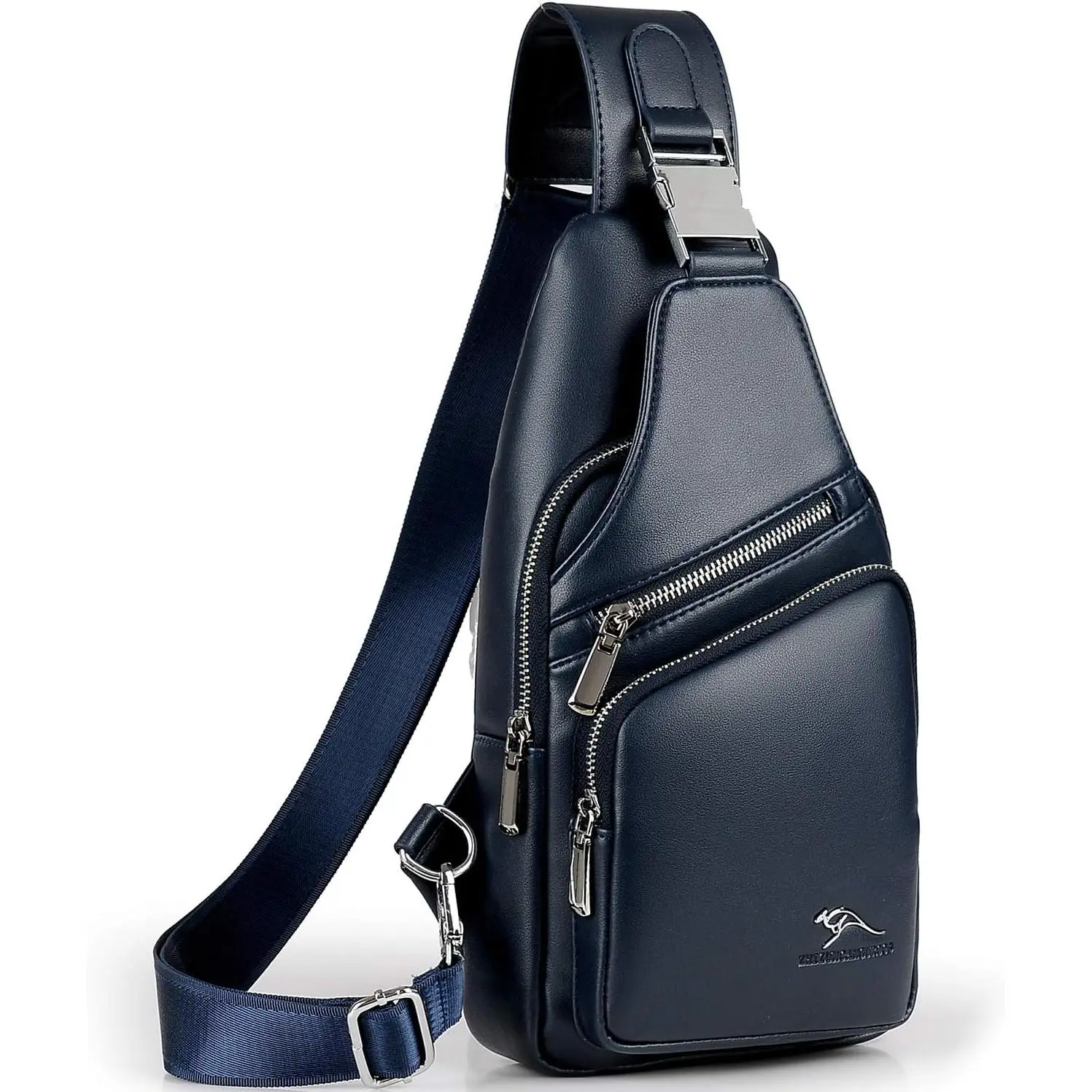 Men's Leather Sling Bag Chest Shoulder Bags Anti-theft Backpack Purse