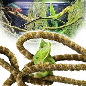 Duspro 6.5FT Reptile Vine & Moss Set for Climbing Bendable Branch, Natural Moss Rope Jungle Decor for Bearded Dragon, Chameleon Tank Accessories, Snake Gecko Lizard Terrarium