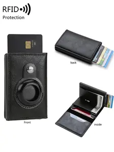 Men's Airtag wallet with RFID protection, slim smart wallet suitable for multiple cards, stylish wallet and card holder, suitable for men, small and stylish credit card holders, suitable for daily commuting, ideal gift, Father's Day gift