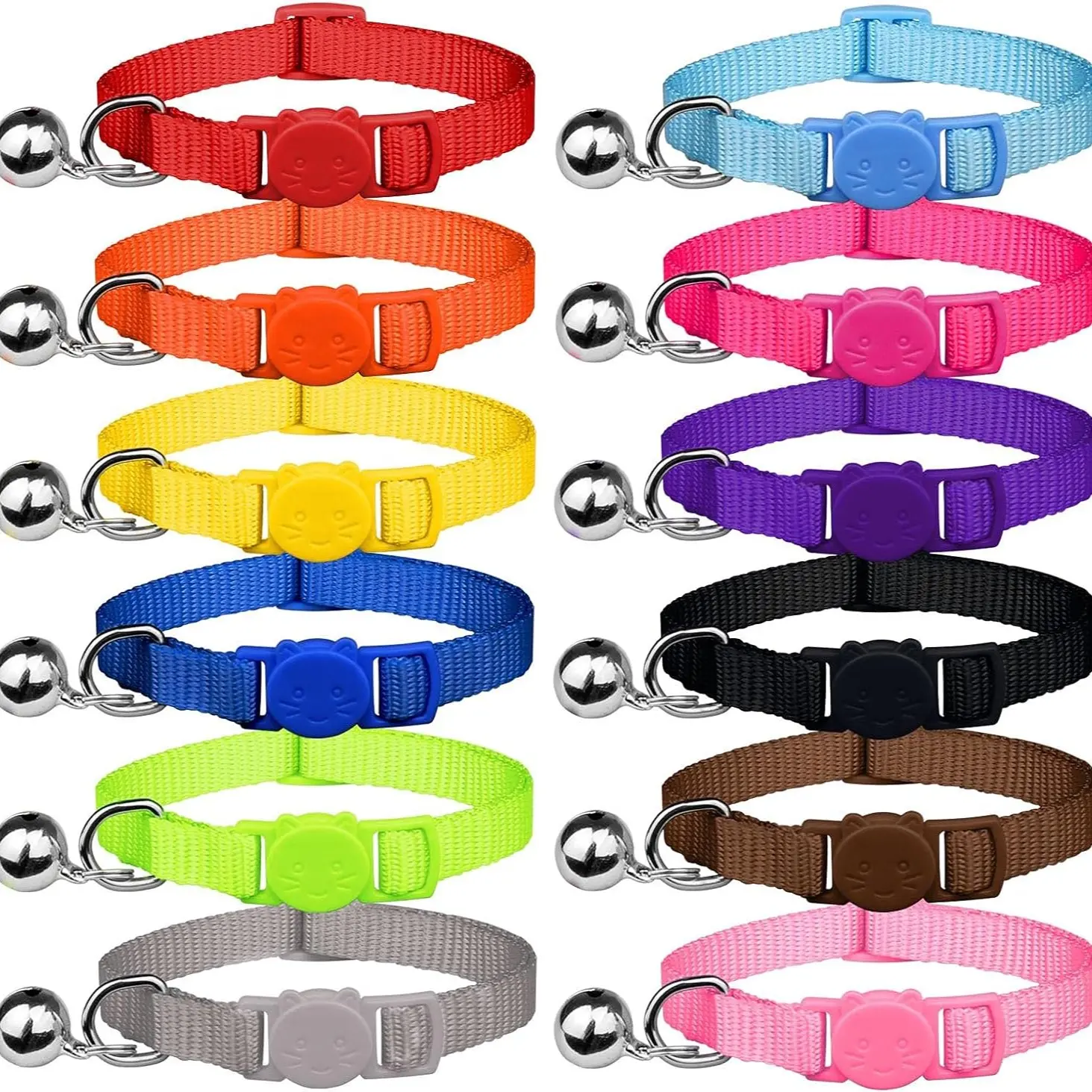 12 Pcs Breakaway Cat Collars with Bell, Colorful Soft Safety Buckle, Adjustable Kitten Collars, Safe Cat Accessories for Pets