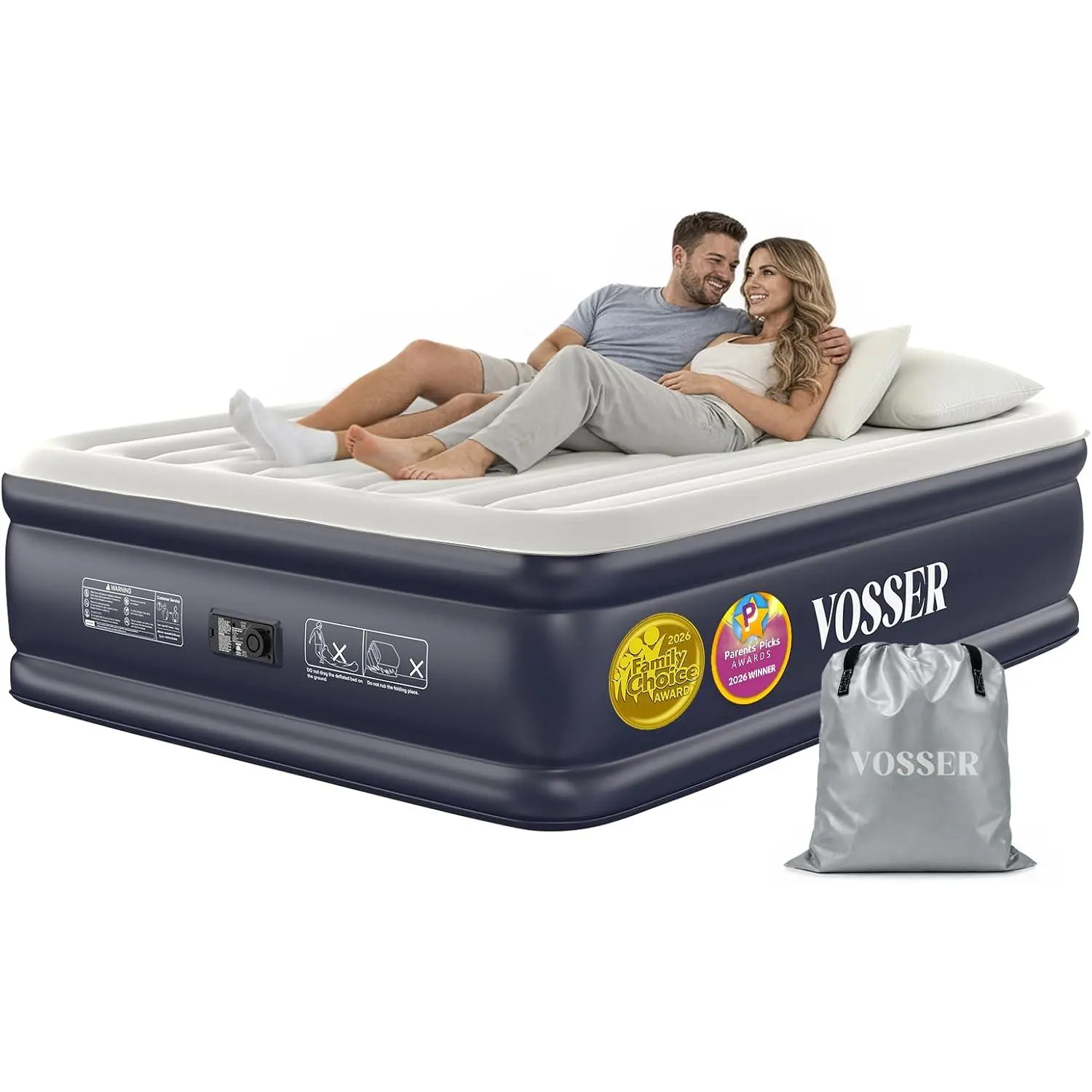 Air Mattress Queen with Built-in Pump, Blow up Bed,18" Raised | 10-Year Support,Upgraded 3-Min I-Beam Inflatable Mattress,40% Thicker PVC, Better Air Retention, 800 lb, Home,Floor&Guests