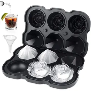 Rose Ice Cube Tray, 2" Flower  Ice Cube Tray With Covers,6 Easy Release Large Ice Ball for , Drinks, ,  & Homemade Juice