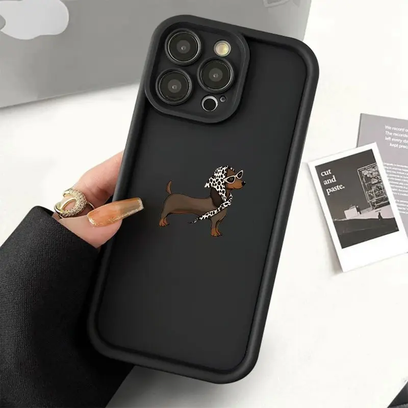Non-Customized 2D Printed Dachshund Pattern Silicone TPU Shockproof Cellphone Case - Durable Straight-Edge Drop-Resistant Rugged Protective Casing for iPhone 17 Pro Max,16,16e,15,14 Plus,13,12 Mini,11,Air,X,XS,XR - Electronics Accessories Gift, Shockproof