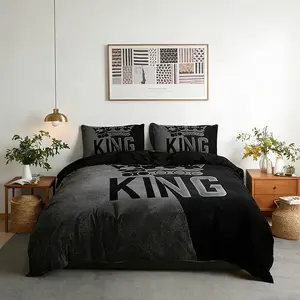 3-Piece Crown King Printed Bedding Set (1 Duvet Cover  + 2 Pillowcases)No Insert, High-Quality Printing, Suitable for Home & Dormitory Use