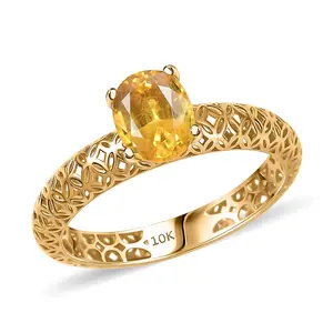 Premium  Yellow Sapphire 1.50 ctw Golden Grove Ring in 10K Yellow Gold Size 7 Christmas Gifts